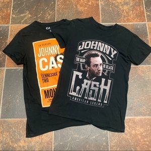 Two Johnny Cash Short Sleeve Shirts Mens Small